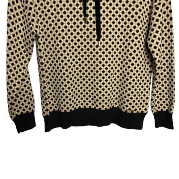 Anne Klein Hoodie Size M Geometric Black Tan Beige New - Picture 3 of 8